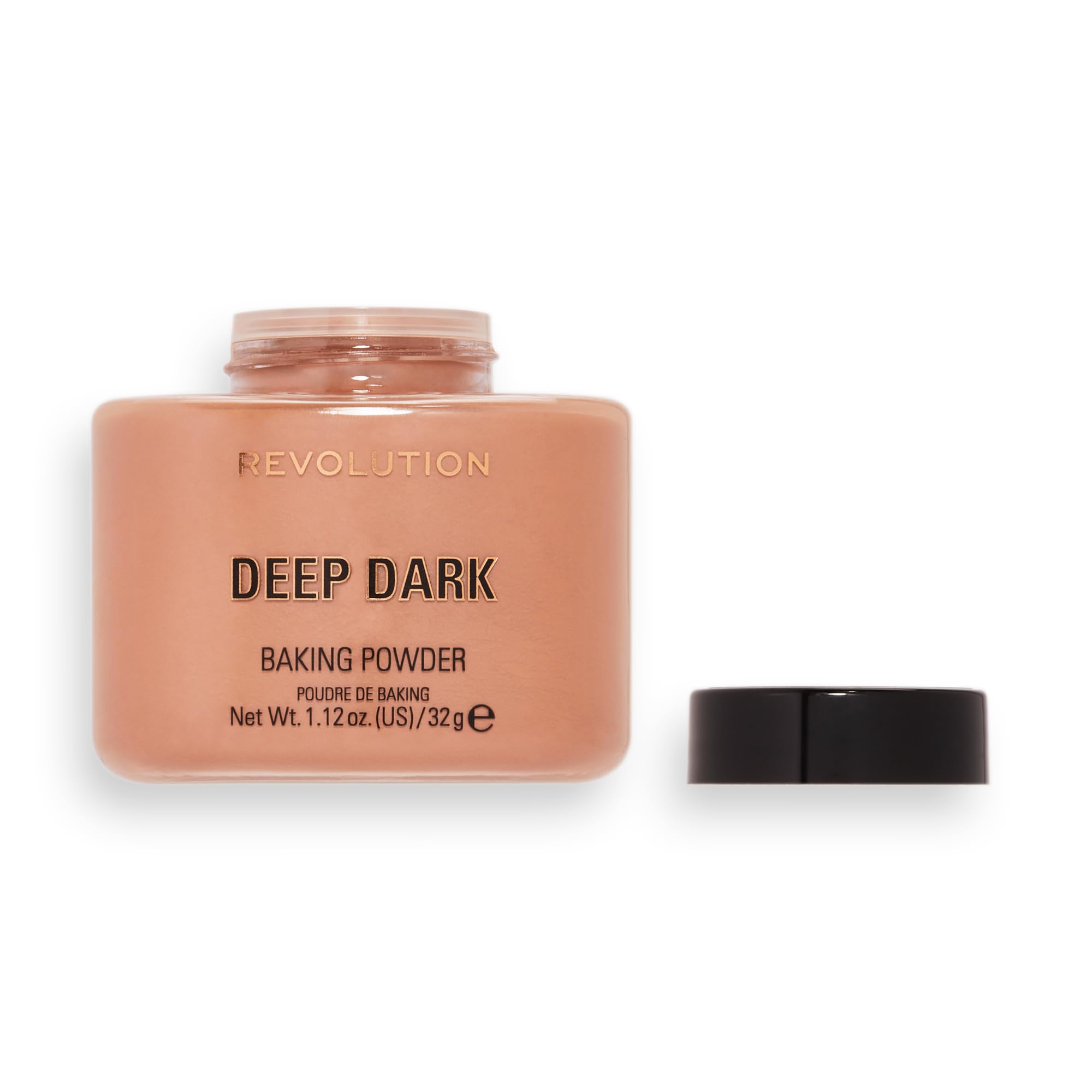 Makeup Revolution shade swatch on deep skin showing true-to-tone, photo-safe result