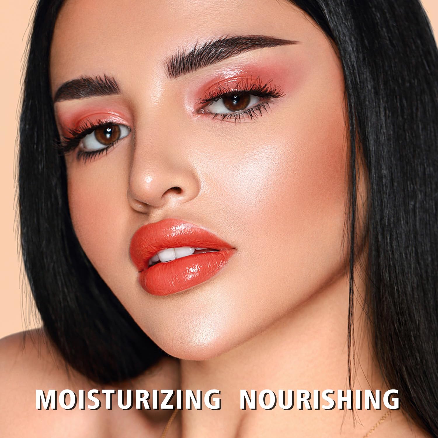 MAKI YIKA lipstick applied on lips demonstrating glossy, moisturizing look