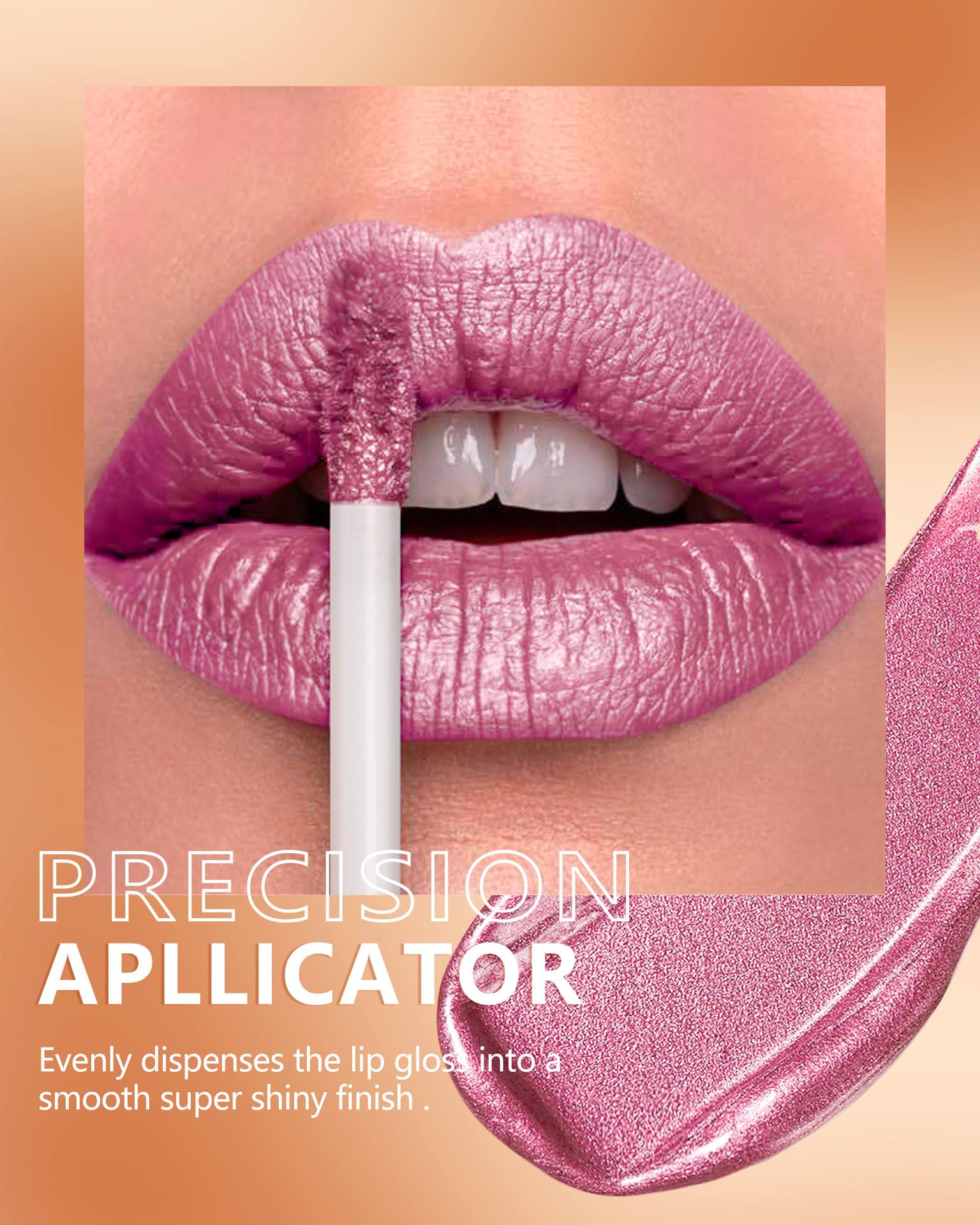 MAKI YIKA on lips in use demonstrates vibrant metallic pink and non-sticky wear benefit eye-catching look