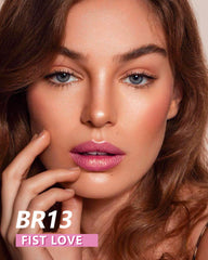 MAKI YIKA texture swipe of metallic pink showing smooth reflective finish benefit buildable coverage