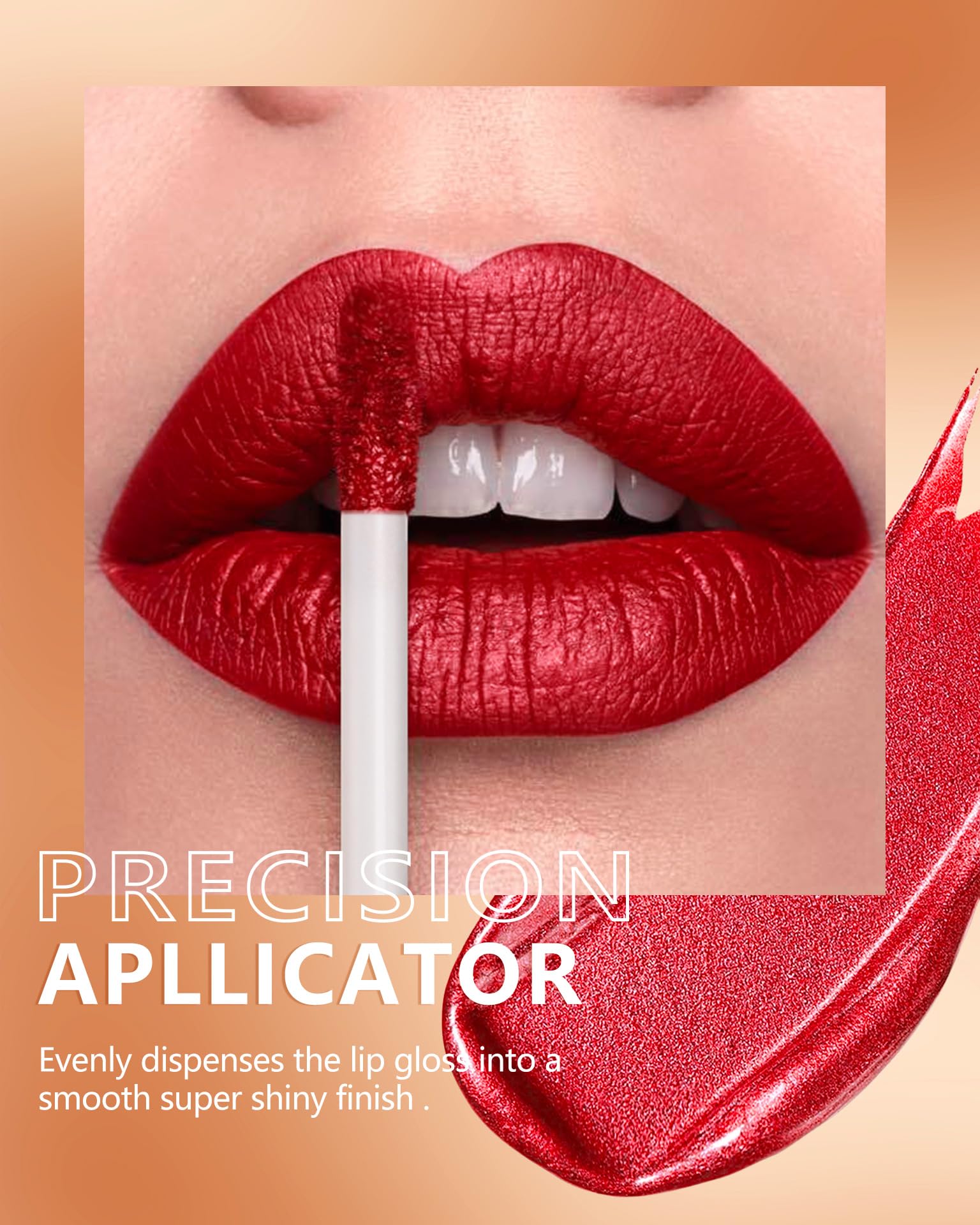 MAKI YIKA BR20 on model lips studio shot highlighting bold red shimmer payoff