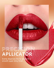 MAKI YIKA BR20 on model lips studio shot highlighting bold red shimmer payoff