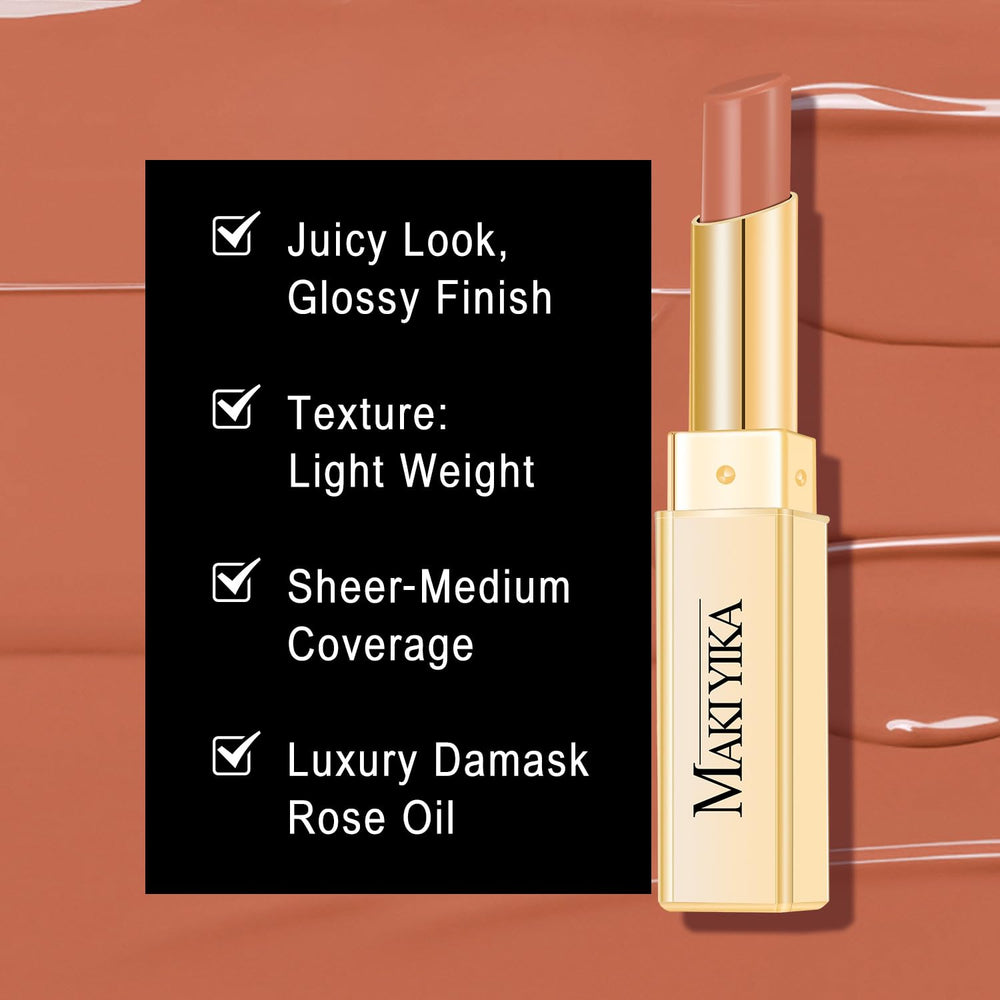 MAKI YIKA lipstick bullet detail and cap highlighting premium finish