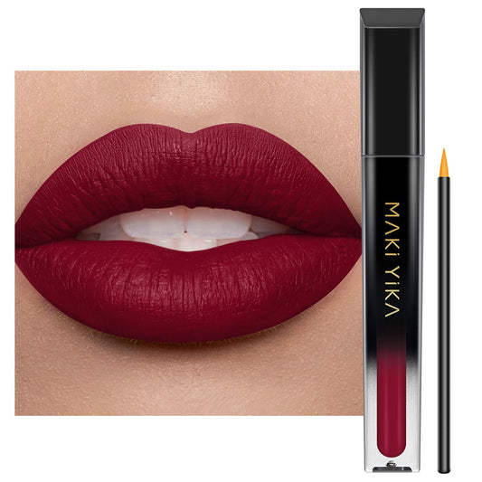 MAKI YIKA front packaging showing compact burgundy color and bold finish benefit