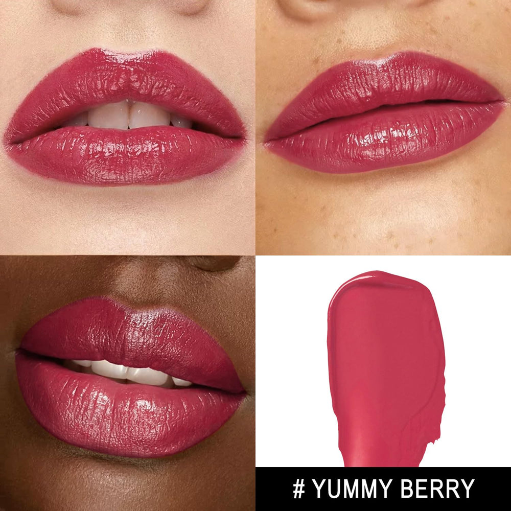 MAKI YIKA lipstick with cap opened showing creamy bullet and easy application benefit