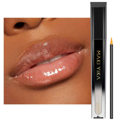MAKI YIKA clear gloss front view showing sleek tube and shine benefit