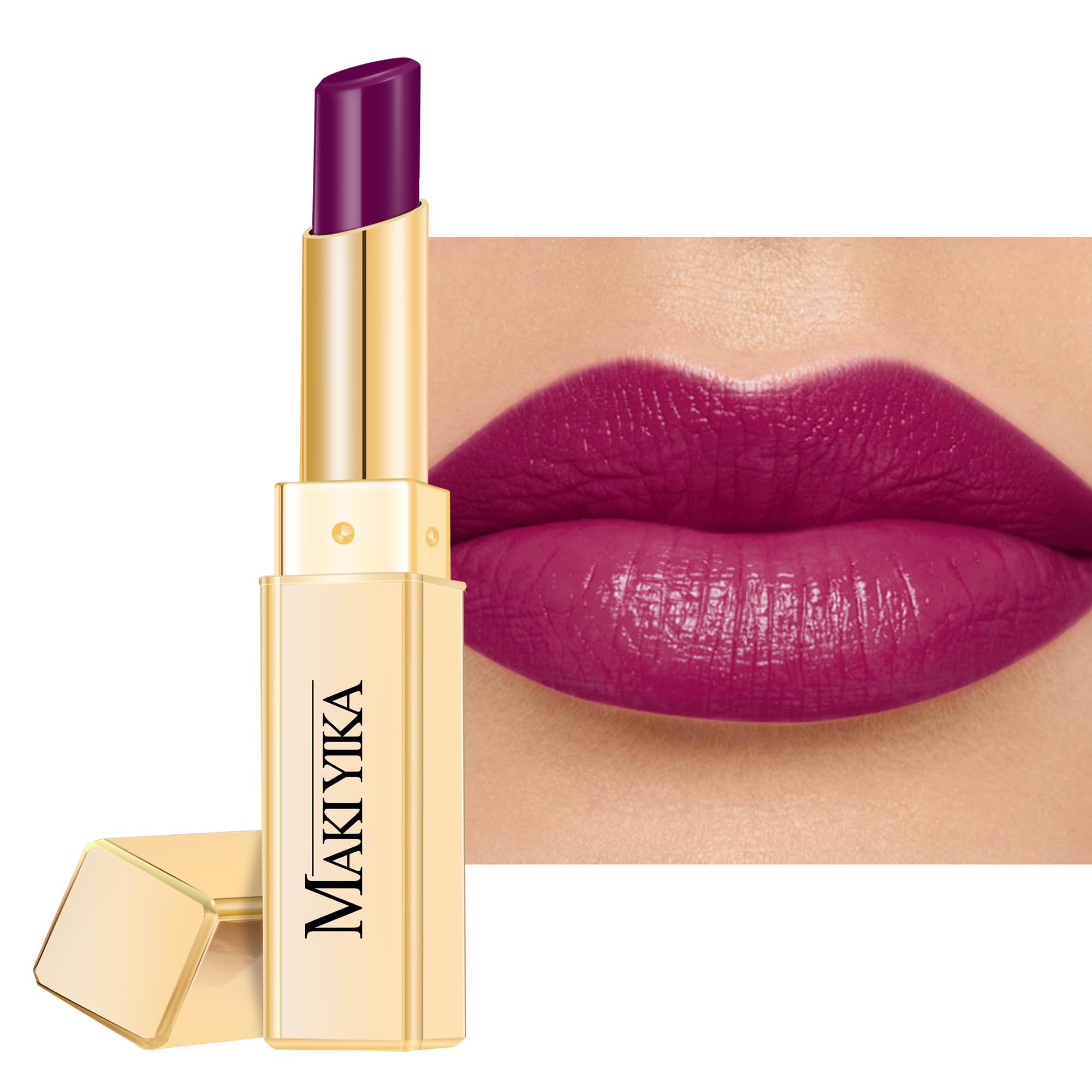 MAKI YIKA front packaging showing Jam Purple shade and glossy finish benefit
