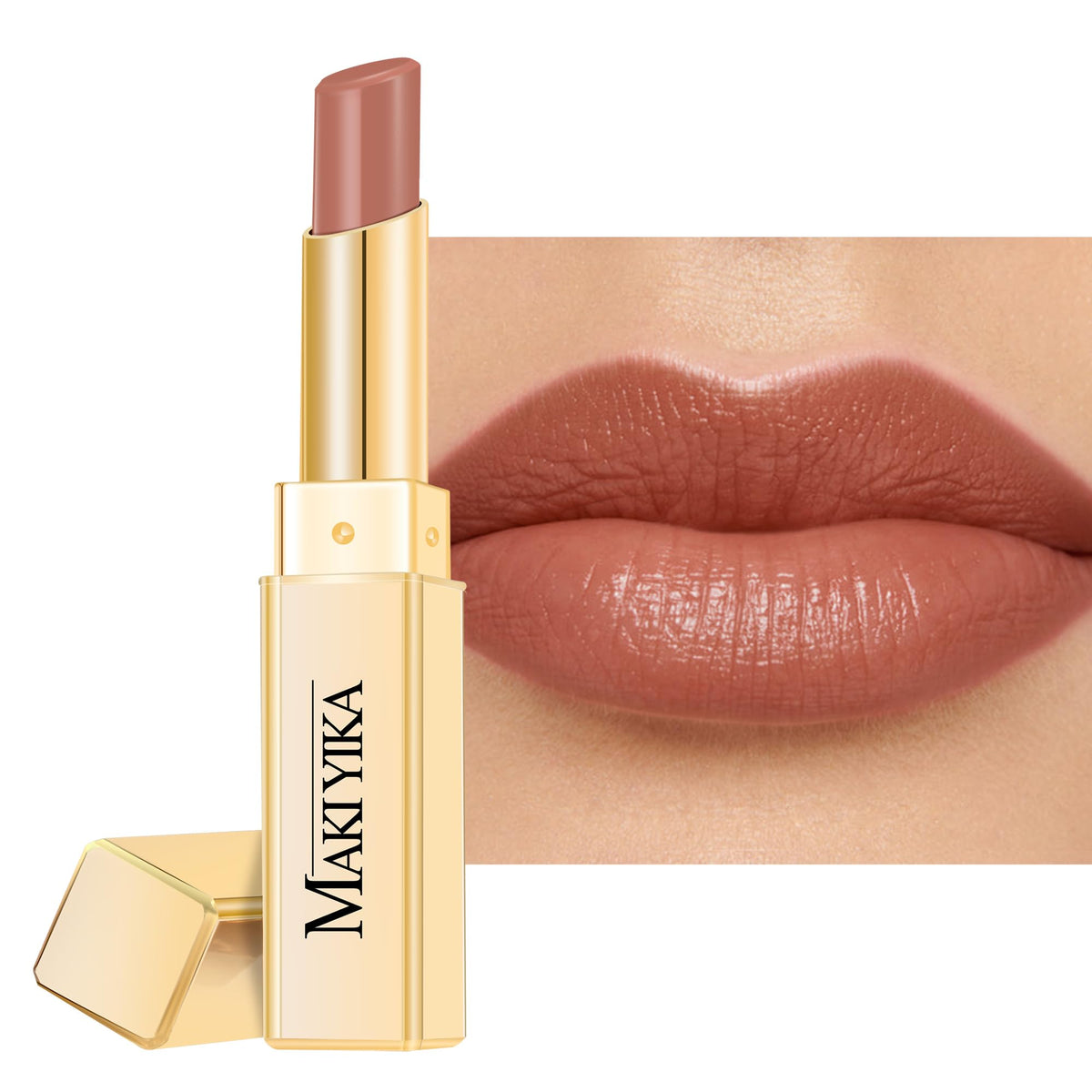MAKI YIKA front packaging showing shade MA055 Mica Nude and glossy finish