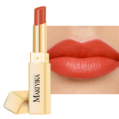 MAKI YIKA front packaging showing bold apricot-peach shade and glossy benefit
