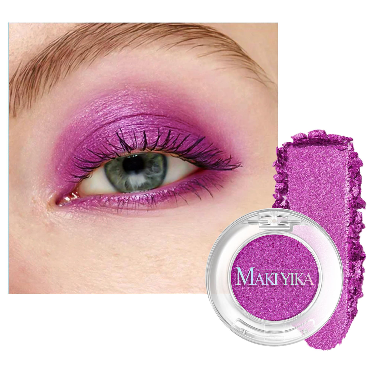MAKI YIKA front pan view showing purplish red shade and compact packaging benefit