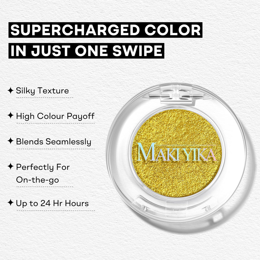 MAKI YIKA applied on eyelid demonstrating luminous shimmer and crease resistance