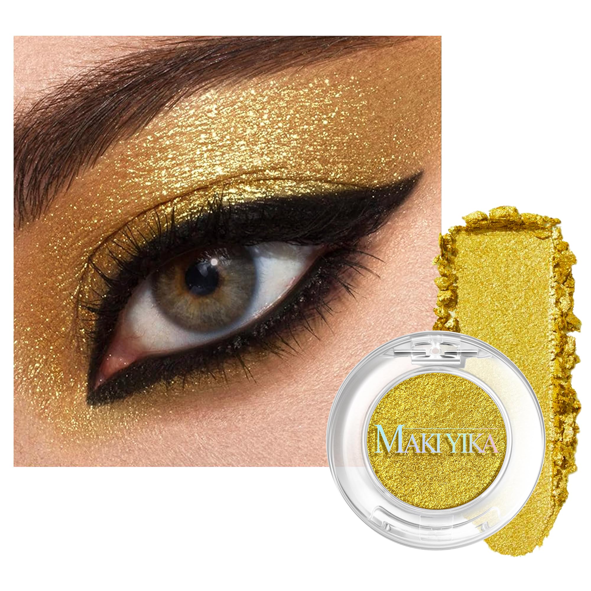 MAKI YIKA front compact view showing shimmering gold finish and portability