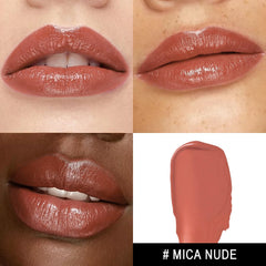 MAKI YIKA open lipstick texture close-up highlighting smooth hydrating formula