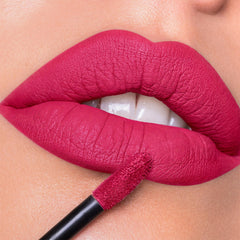 MAKI YIKA applied on model lips highlighting long-lasting vibrant finish