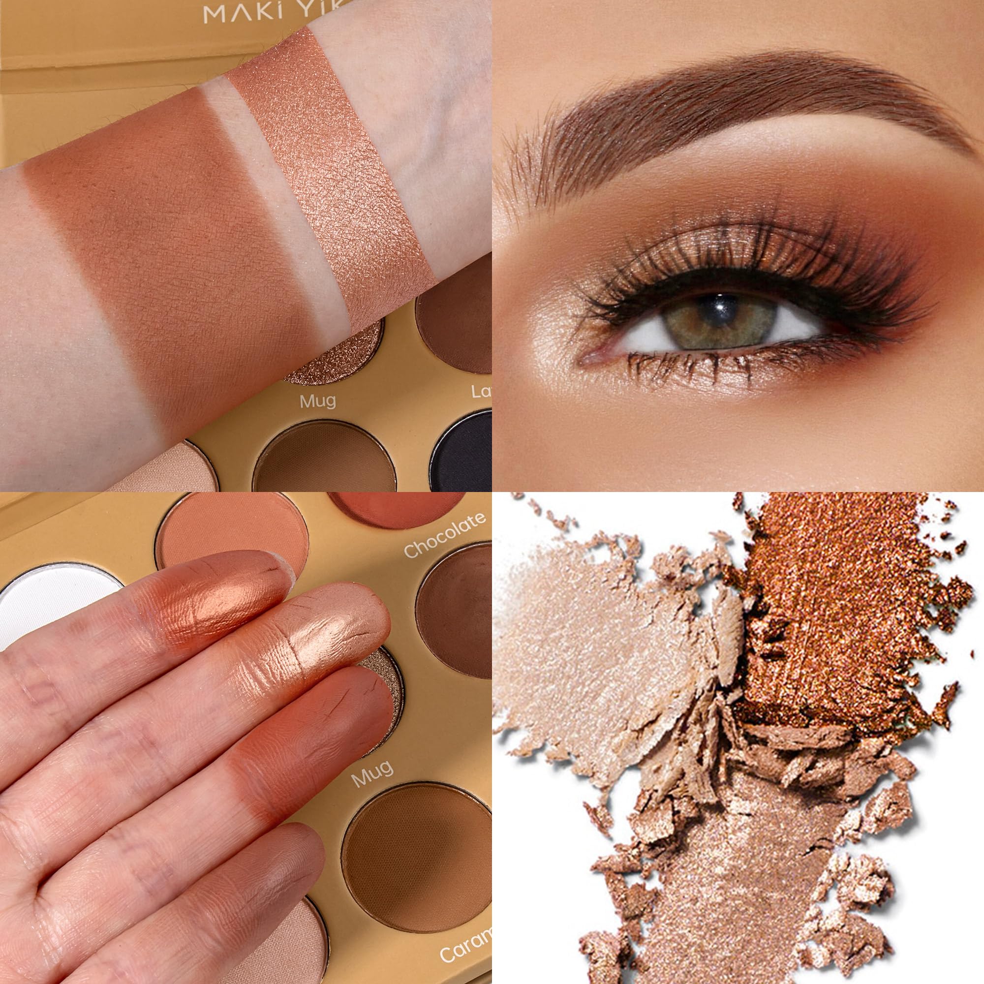 MAKI YIKA open palette with nine brown, gray and shimmer pans for mixable looks