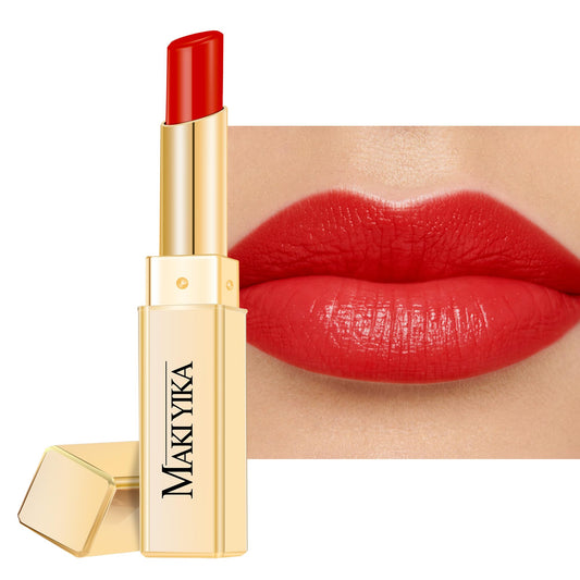 MAKI YIKA front view of Red Soul lipstick showing vibrant red shade and glossy finish