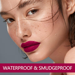 MAKI YIKA lipstick worn on lips highlighting vibrant color and non-smudge benefit