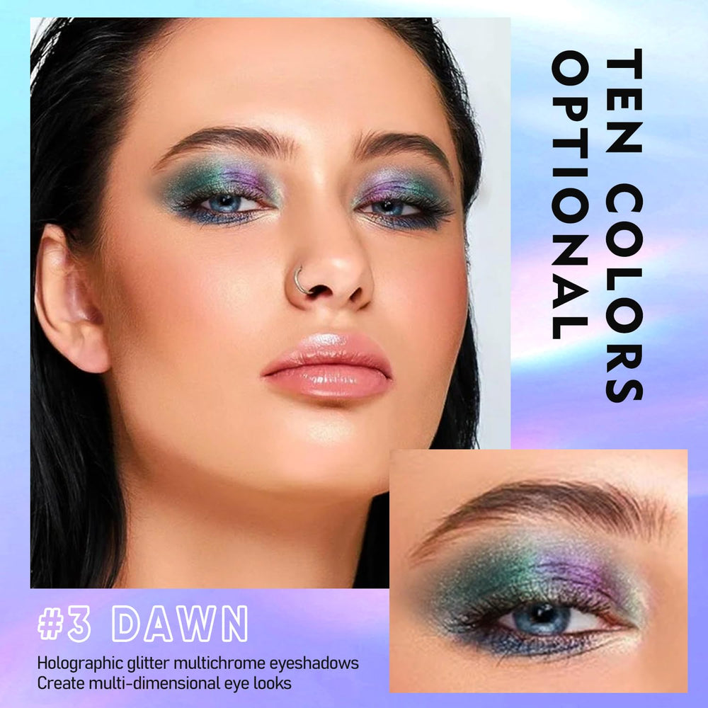 MAKI YIKA swatches on arm showing teal shifting hues and high pigment payoff