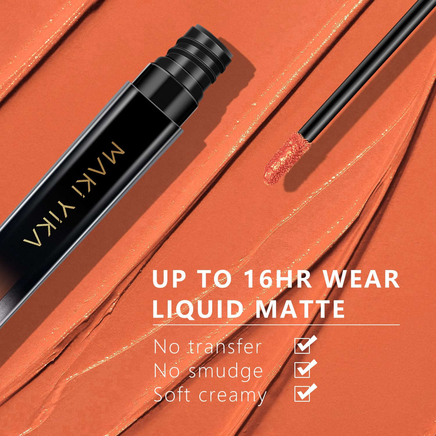MAKI YIKA texture swatches on arm showing true coral pigment payoff