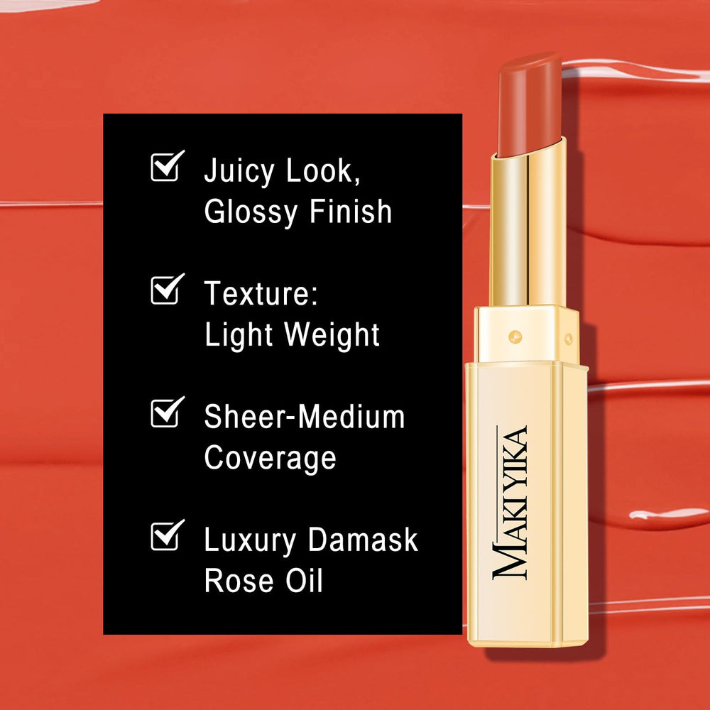 MAKI YIKA lipstick tube angled to show cap and swipe-ready convenience