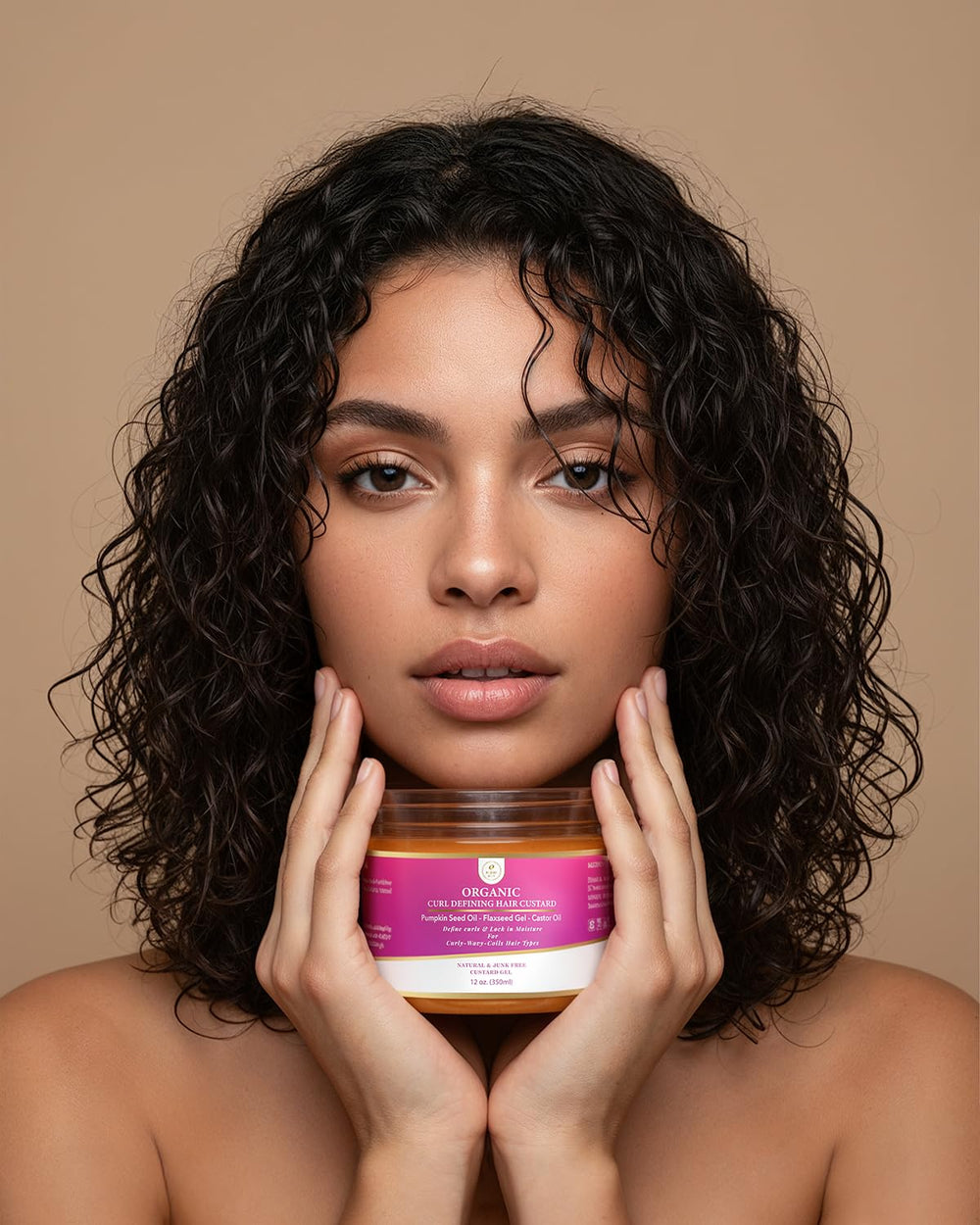MAKOF BEAUTY before and after curl definition showing frizz reduction benefit