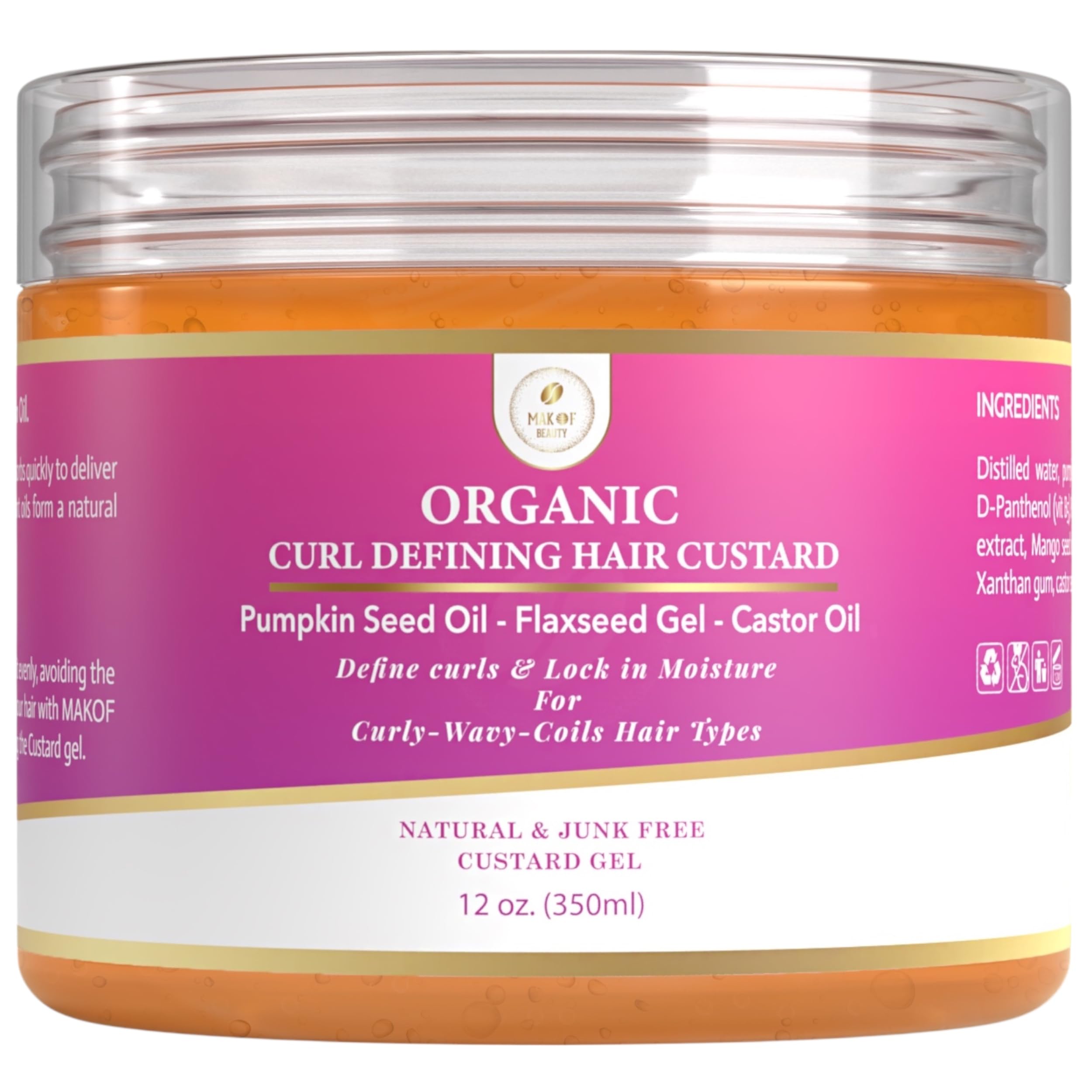 MAKOF BEAUTY front jar view showing product and branding benefits