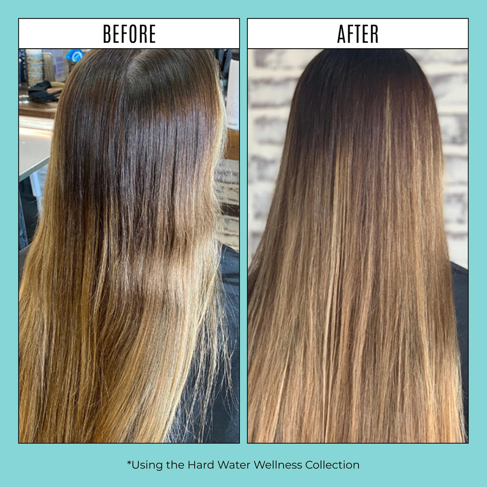 Malibu C treated hair after rinse showing improved shine and smoothness