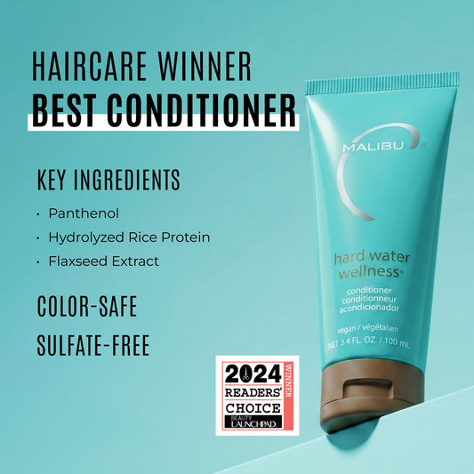 Malibu C bottle closeup label highlighting sulfate-free vegan benefits