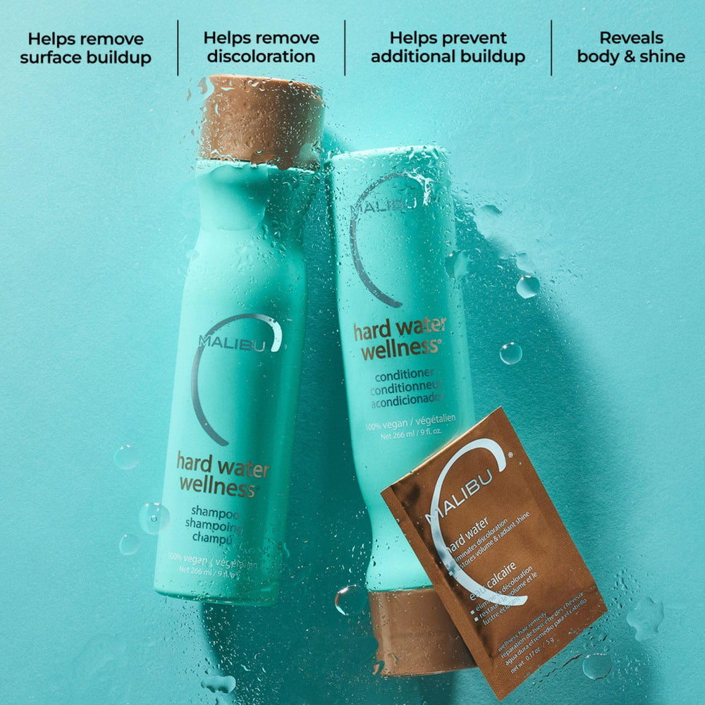 Malibu C label detail highlighting sulfate-free and vegan formulation benefits