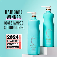 Malibu C duo in shower use illustrating effective mineral removal and refreshed hair