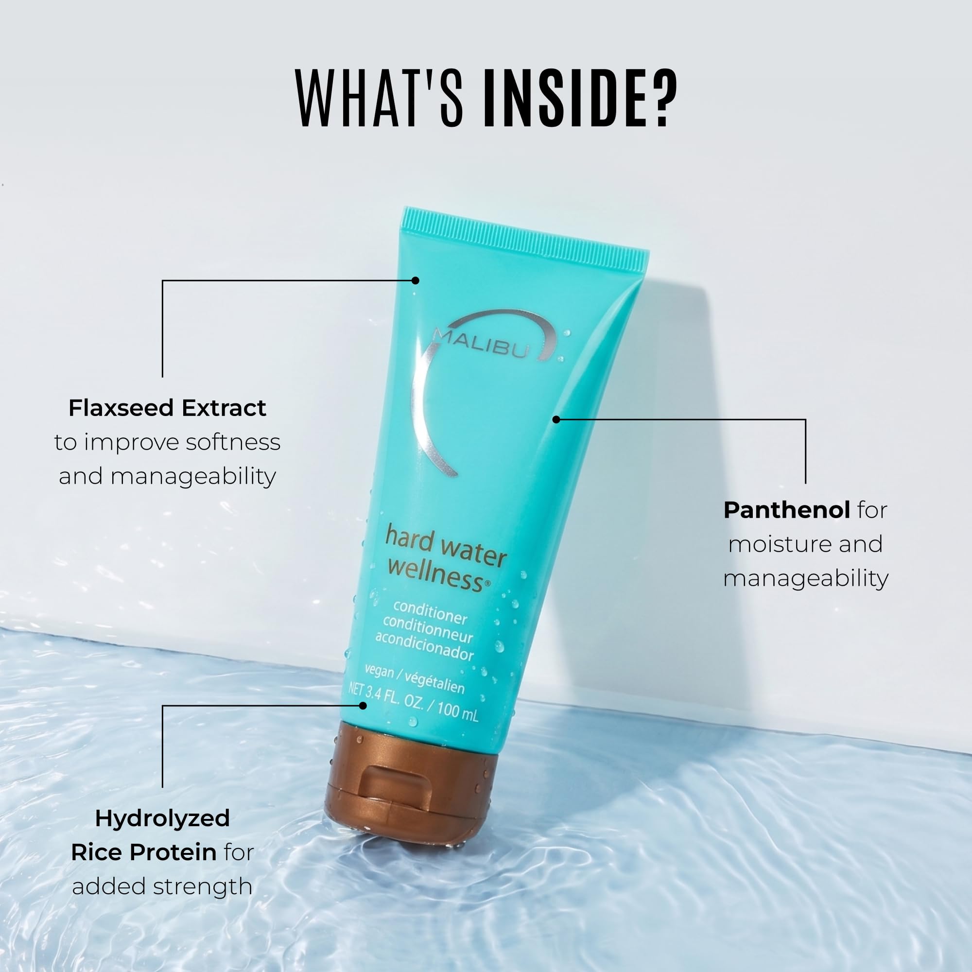 Malibu C applied in shower illustrating detangling and mineral protection benefit
