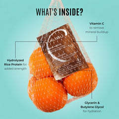 Malibu C product label and ingredient icons showing gentle, vegan formula