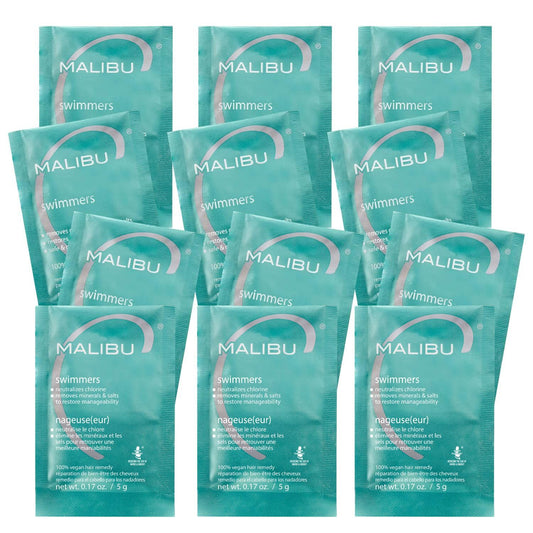 Malibu C packet front showing brand and single-use convenience benefits