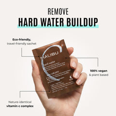 Malibu C packet poured into wet hands demonstrating simple application