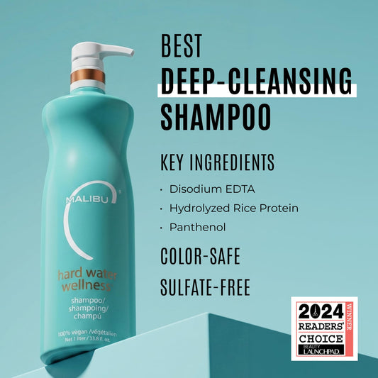Malibu C pump dispensing lather to show gentle, effective cleansing benefit