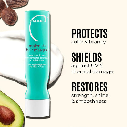 Malibu C open jar showing creamy masque texture for deep hydration