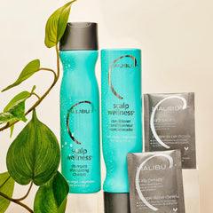 Malibu C shampoo texture close-up demonstrating gentle lather for soothing benefit
