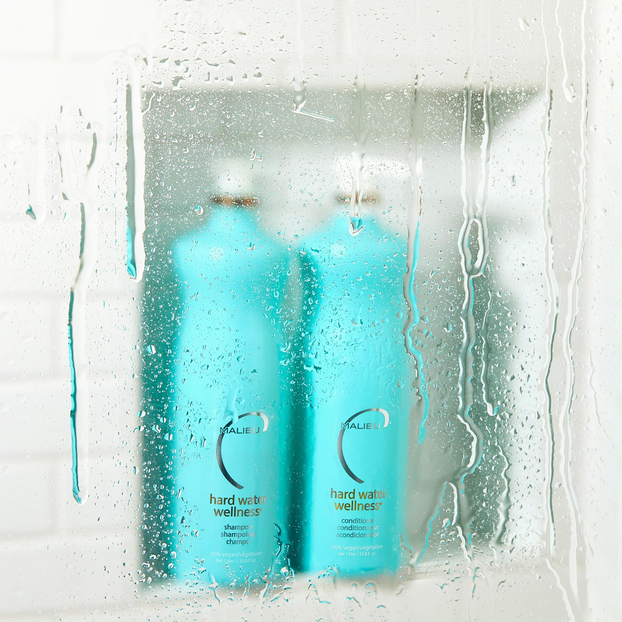 Malibu C shampoo pump close-up highlighting easy dispensing and gentle cleansing action