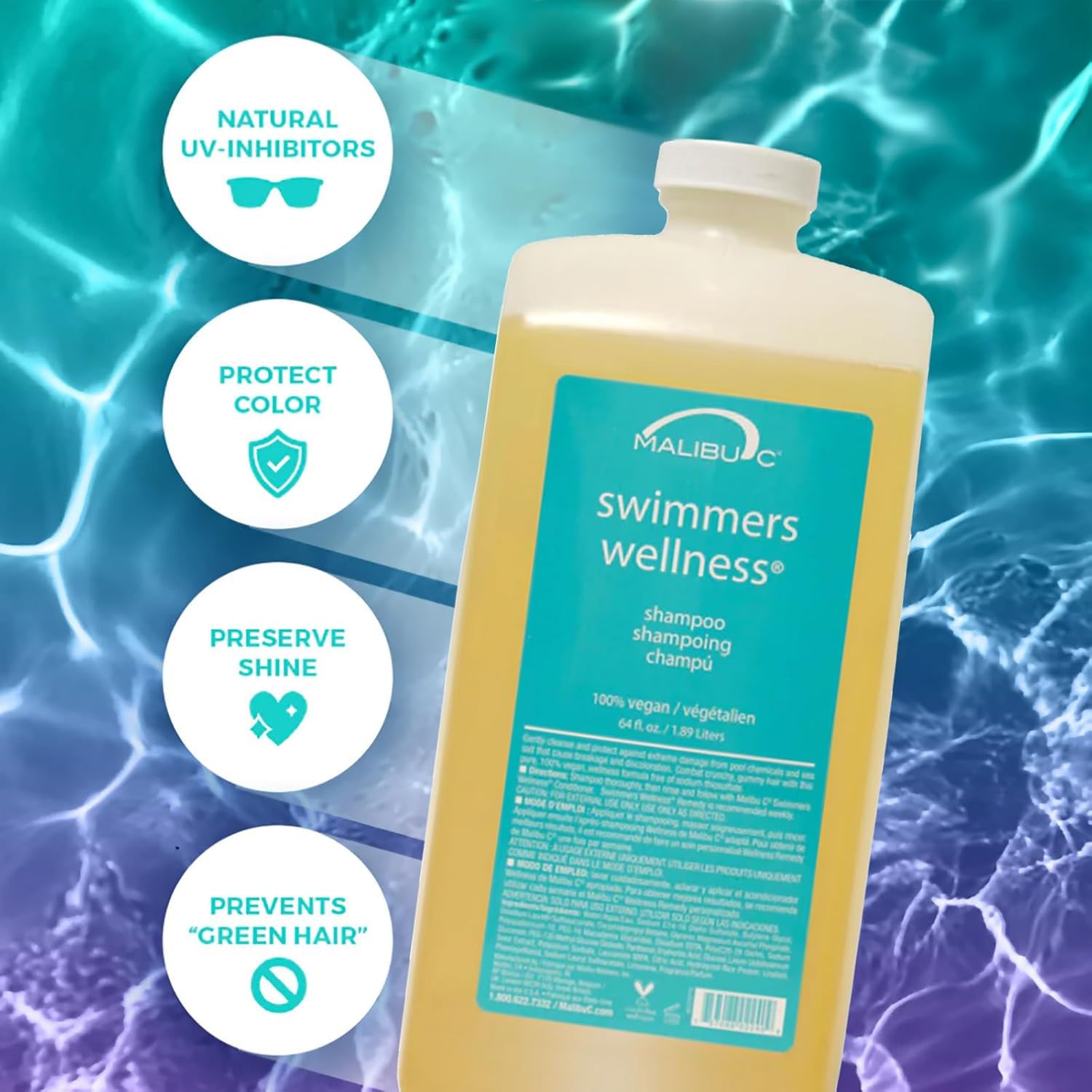 Malibu C shampoo lathered in hand demonstrating clarifying texture and gentle foam