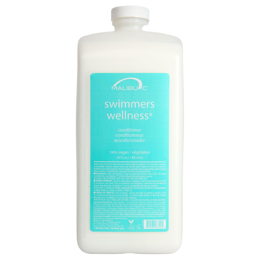 Malibu C front bottle showing label and 64oz size for swimmers benefit