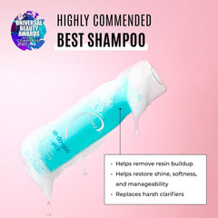 Malibu C shampoo texture pouring to show lightweight clarifying formula