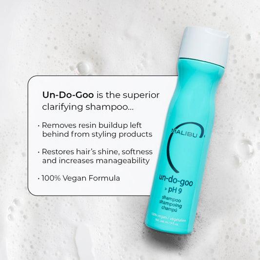 Malibu C pump and label detail highlighting ingredients and vegan claim for informed choice
