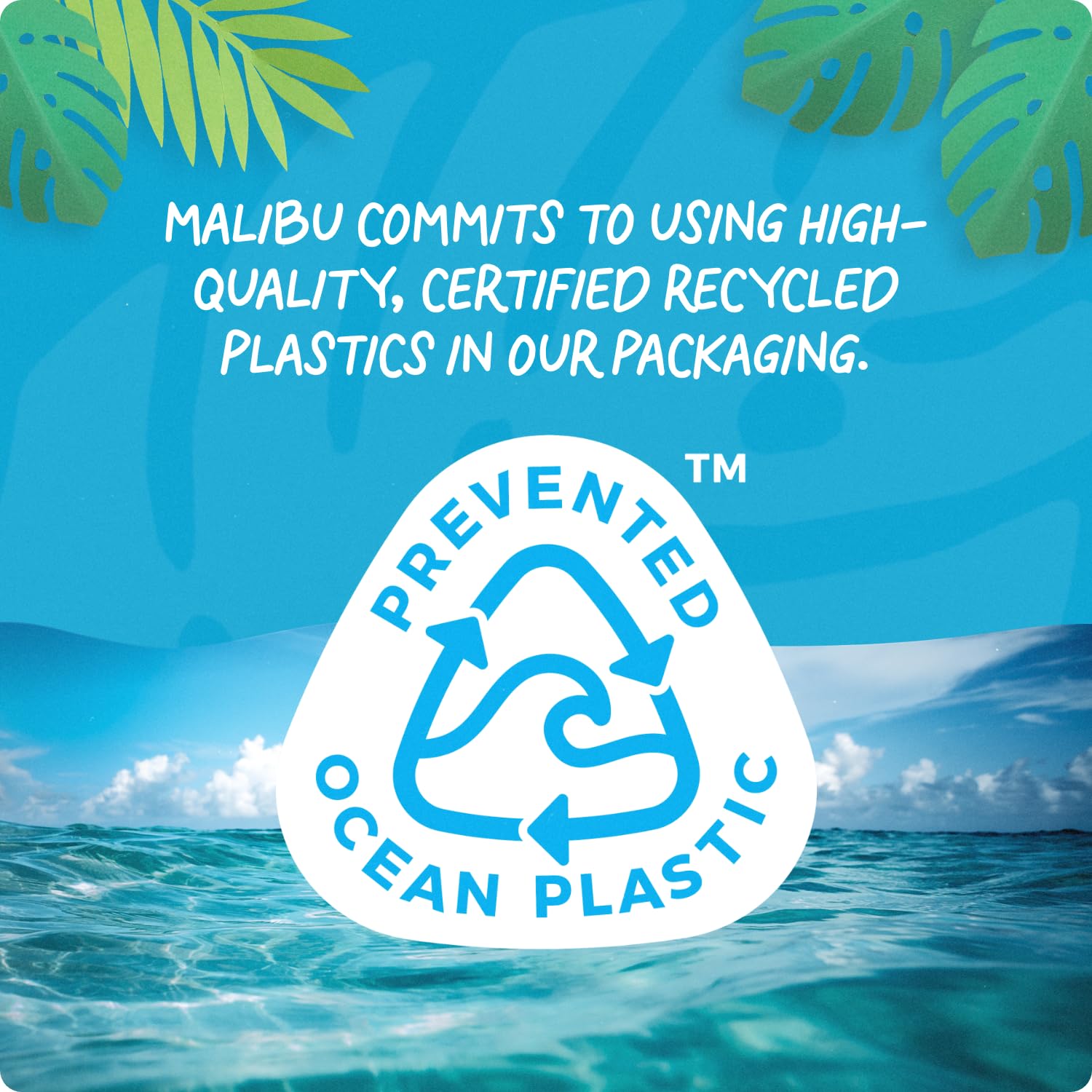 Malibu on a beach towel in sunlight conveying post-sun hydration and summer-ready glow
