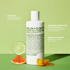 MALIN+GOETZ pump and label detail highlighting ingredient clarity