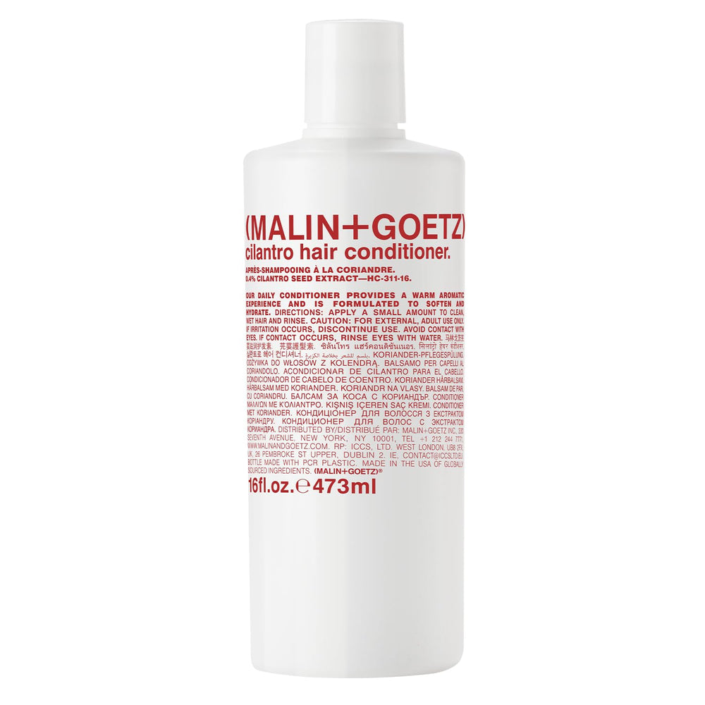 MALIN+GOETZ front bottle view showing sleek packaging and daily hydration benefit