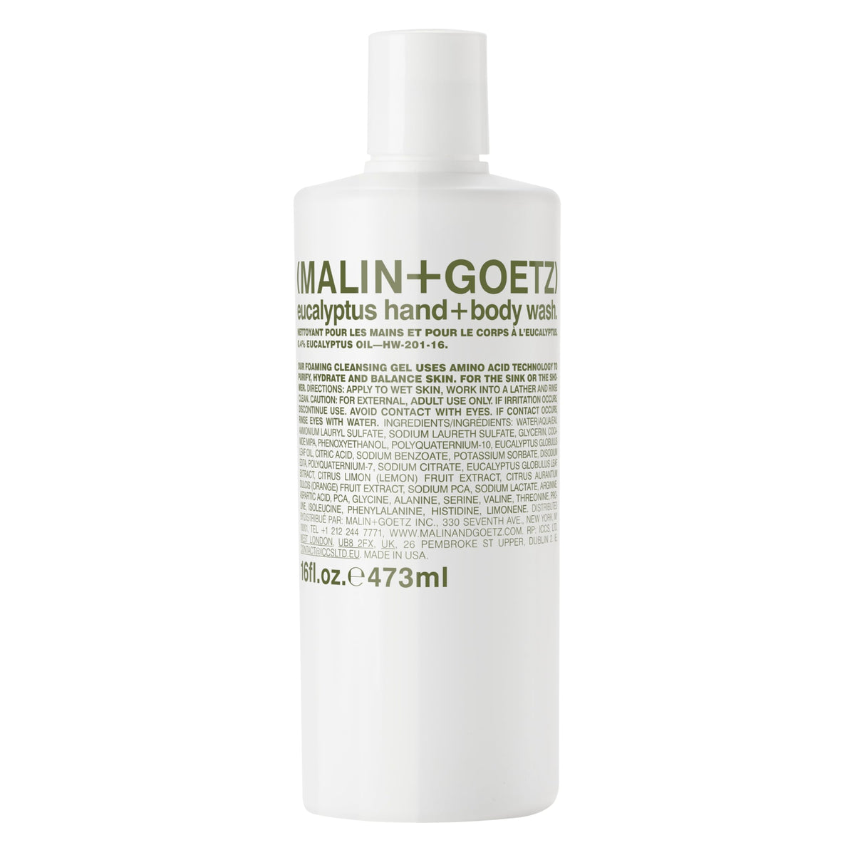 MALIN+GOETZ front bottle view showing clean design and easy dispensing