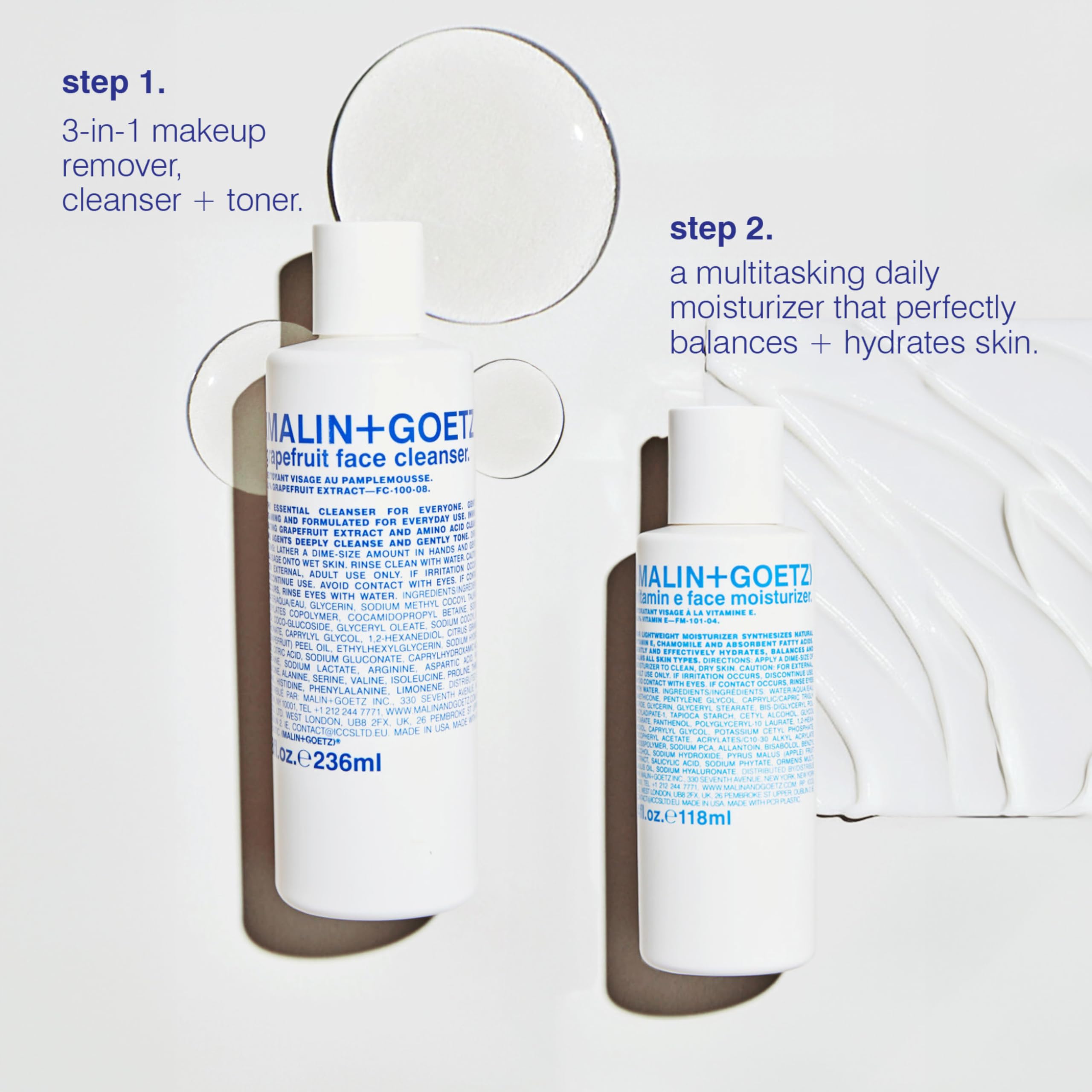 MALIN+GOETZ moisturizer in hand for size reference and travel convenience