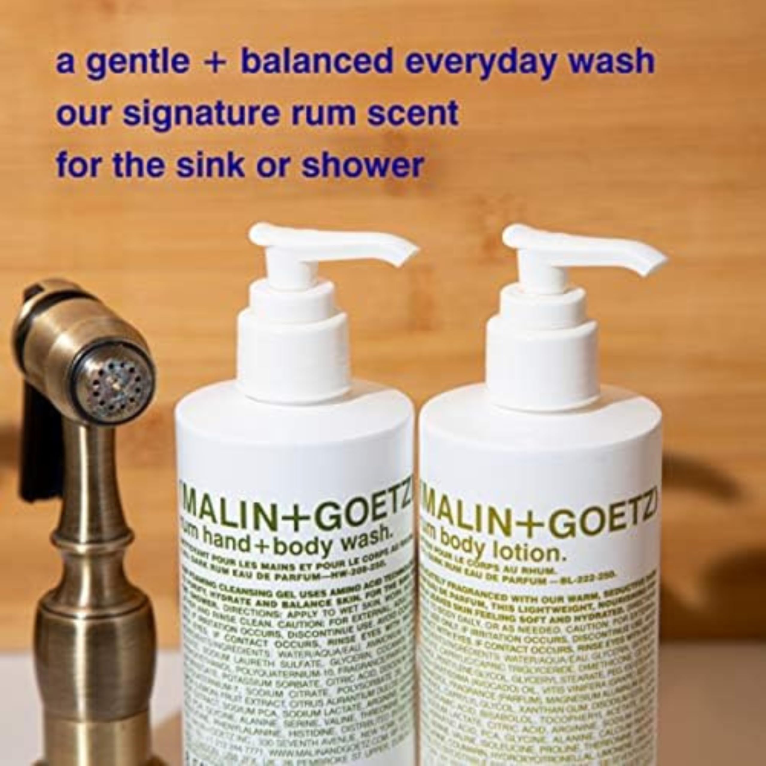 MALIN+GOETZ label and ingredients panel showing clean formulation benefits