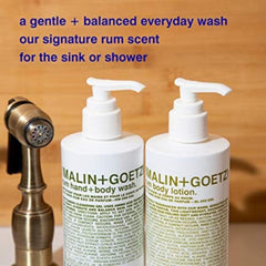 MALIN+GOETZ label and ingredients panel showing clean formulation benefits