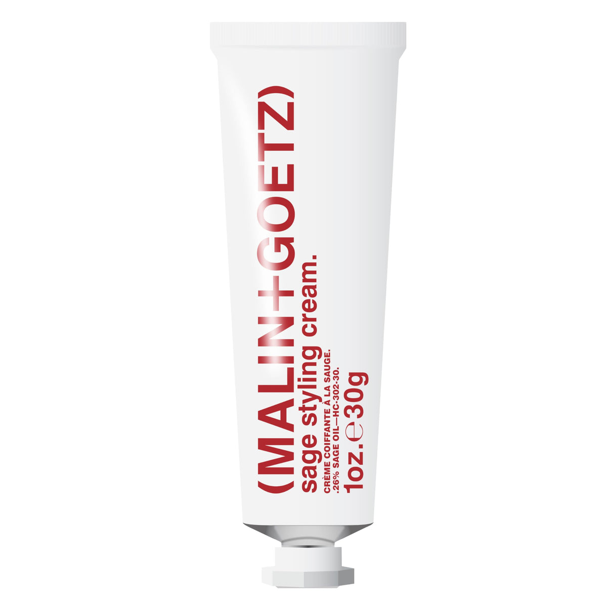 MALIN+GOETZ sage styling cream front packaging showing label and tube, clean aesthetic benefit
